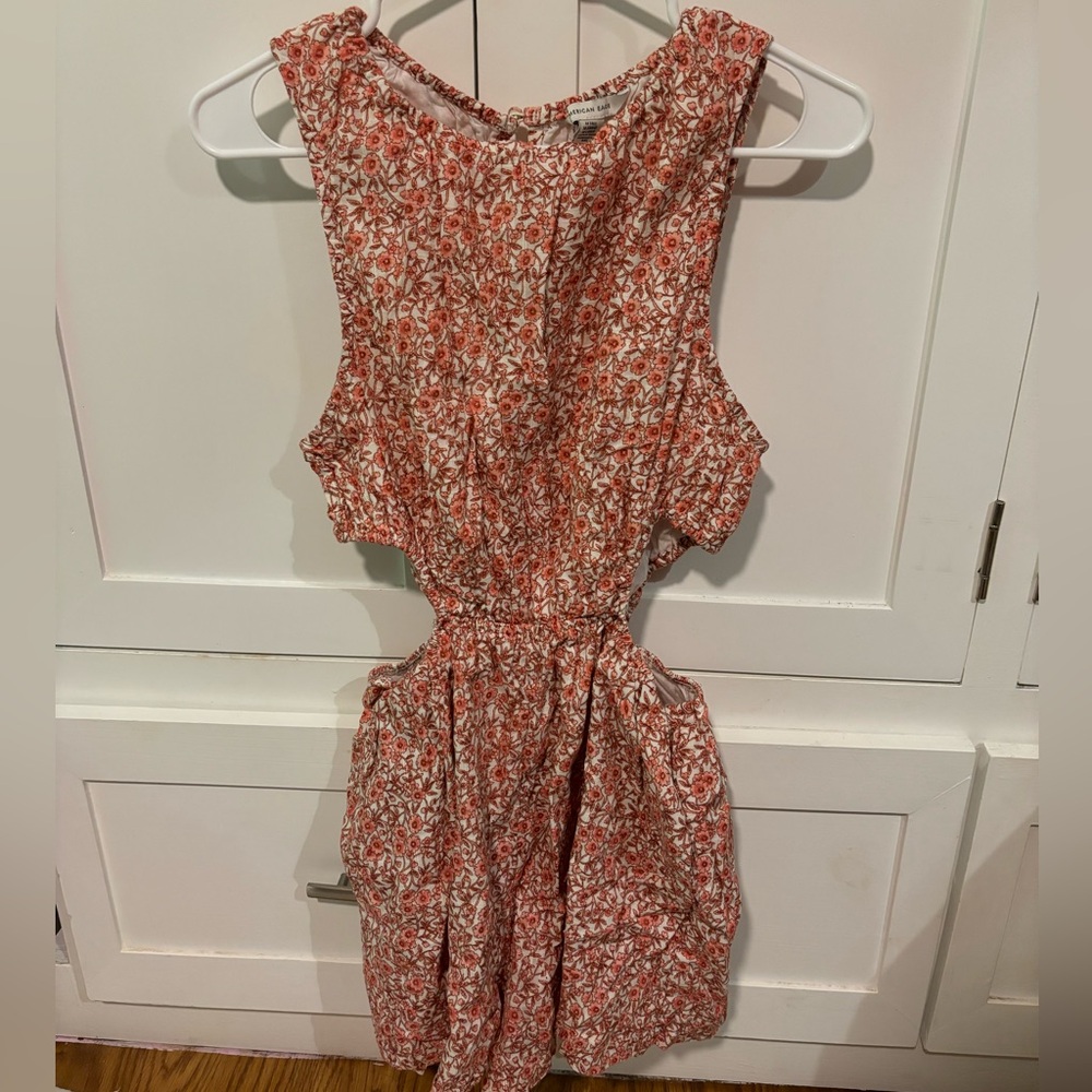 American Eagle Floral Romper with side cutouts